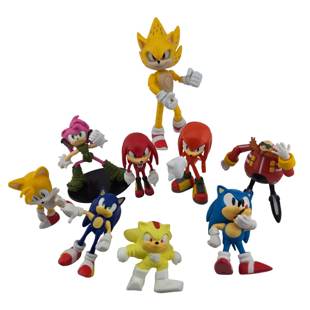 Sonic the Hedgehog 9pc Figure Lot Jakks SEGA Knuckles Shadow Tails Eggman Prime